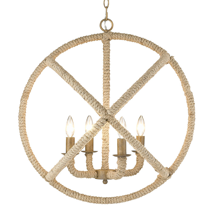 Golden 0868-4 BC Four Light Chandelier, Burnished Chestnut