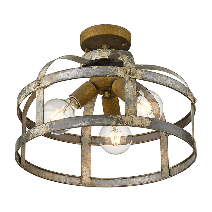 Golden 0869-SF CS Three Light Semi-Flush Mount, Colonial Steel