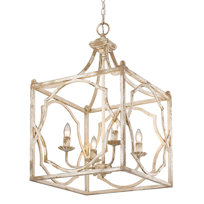 Golden 0885-4P AI Four Light Pendant, Antique Ivory