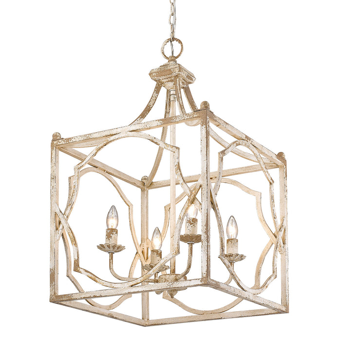 Golden 0885-4P AI Four Light Pendant, Antique Ivory