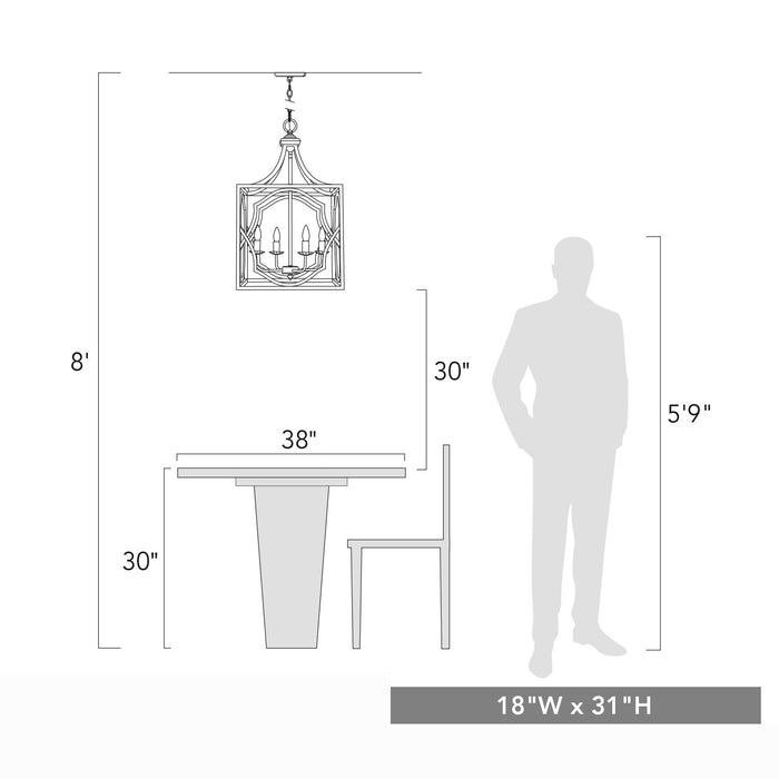 Golden 0885-4P AI Four Light Pendant, Antique Ivory