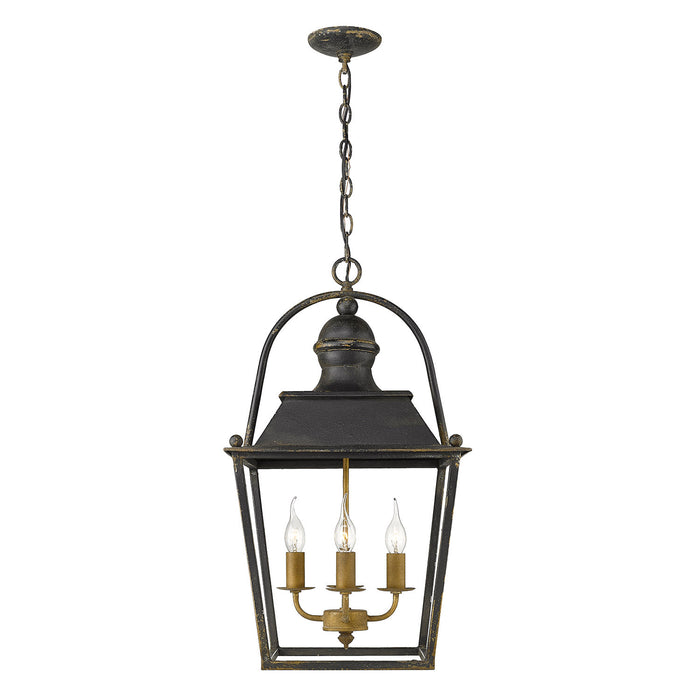 Golden 0888-4P ABI Four Light Pendant, Antique Black Iron