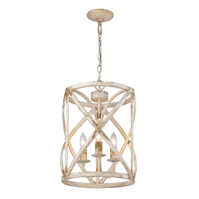 Golden 0890-3P AI Three Light Pendant, Antique Ivory