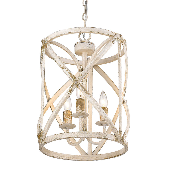 Golden 0890-3P AI Three Light Pendant, Antique Ivory