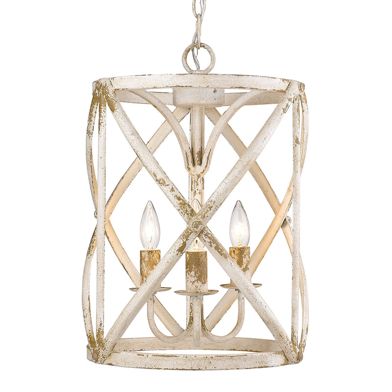 Golden 0890-3P AI Three Light Pendant, Antique Ivory