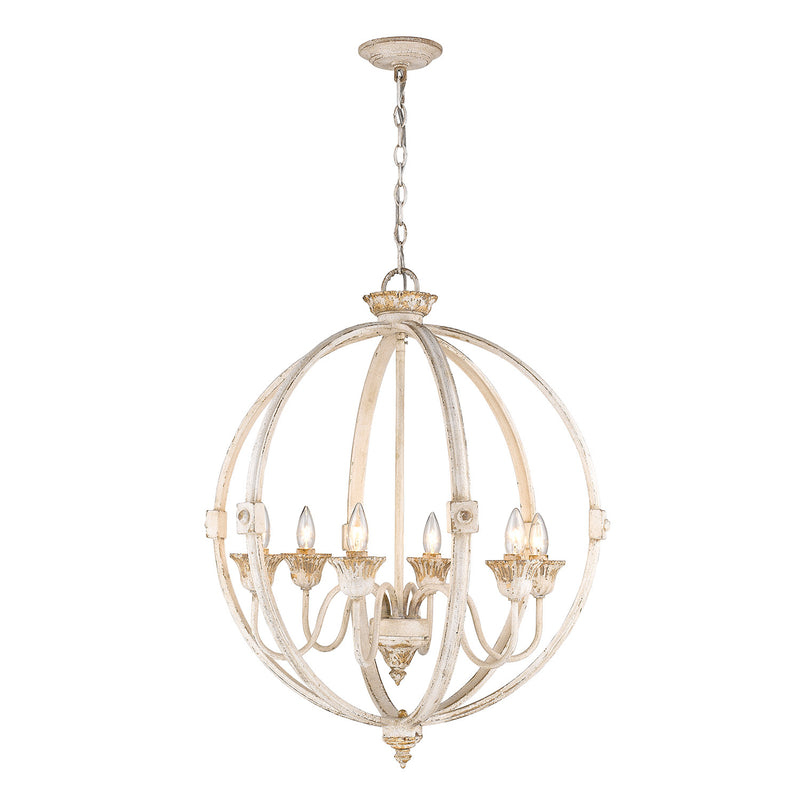 Golden 0892-6 AI Six Light Chandelier, Antique Ivory