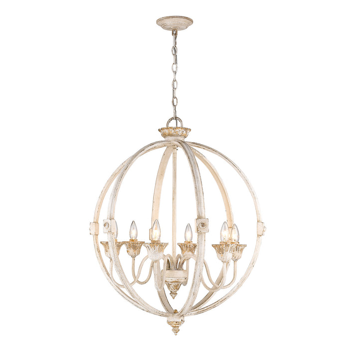 Golden 0892-6 AI Six Light Chandelier, Antique Ivory
