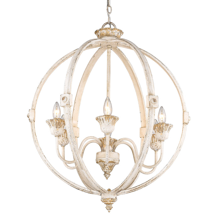 Golden 0892-6 AI Six Light Chandelier, Antique Ivory