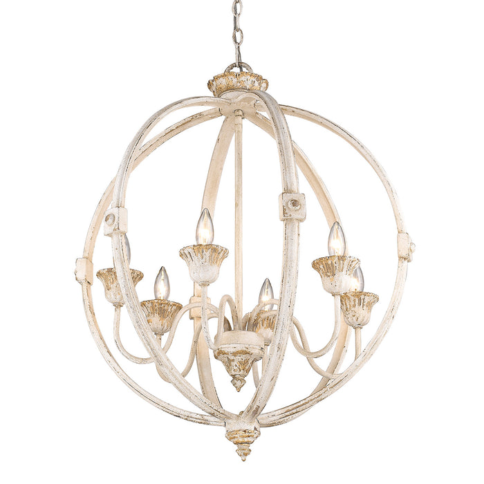 Golden 0892-6 AI Six Light Chandelier, Antique Ivory