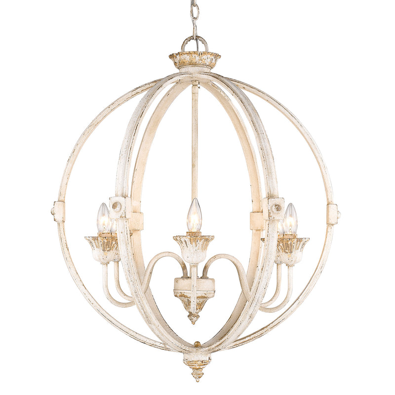 Golden 0892-6 AI Six Light Chandelier, Antique Ivory