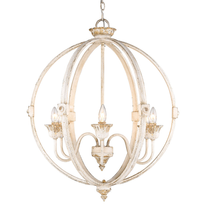 Golden 0892-6 AI Six Light Chandelier, Antique Ivory