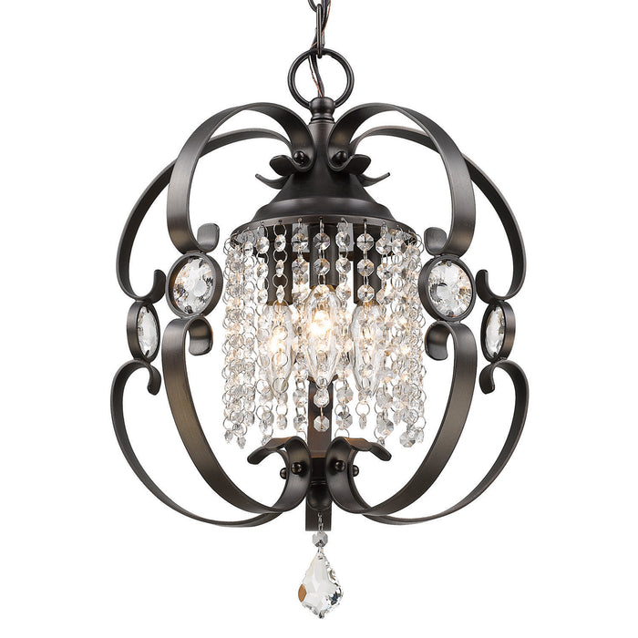 Golden 1323-M3 EBB Three Light Mini Chandelier, Brushed Etruscan Bronze