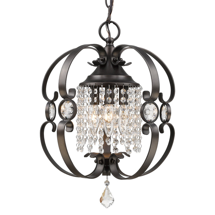 Golden 1323-M3 EBB Three Light Mini Chandelier, Brushed Etruscan Bronze