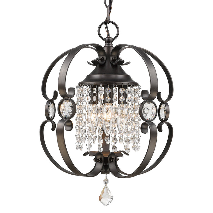Golden 1323-M3 EBB Three Light Mini Chandelier, Brushed Etruscan Bronze