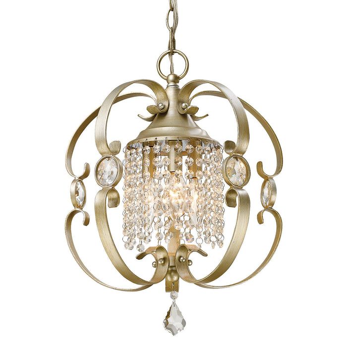 Golden 1323-M3 WG Three Light Mini Chandelier, White Gold