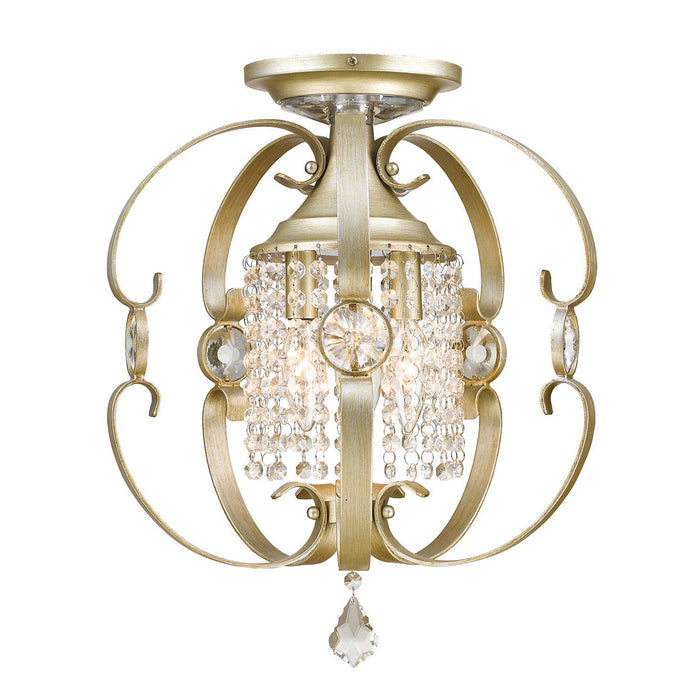 Golden 1323-M3 WG Three Light Mini Chandelier, White Gold