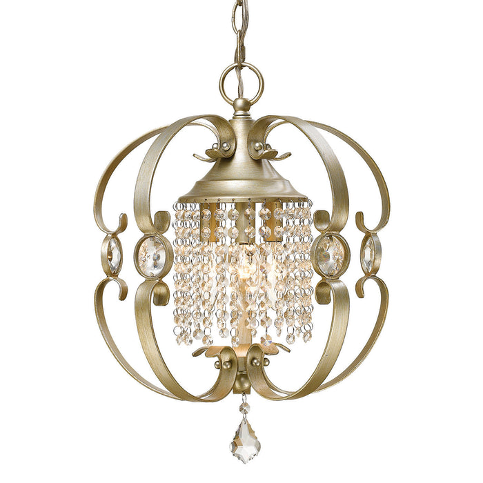 Golden 1323-M3 WG Three Light Mini Chandelier, White Gold