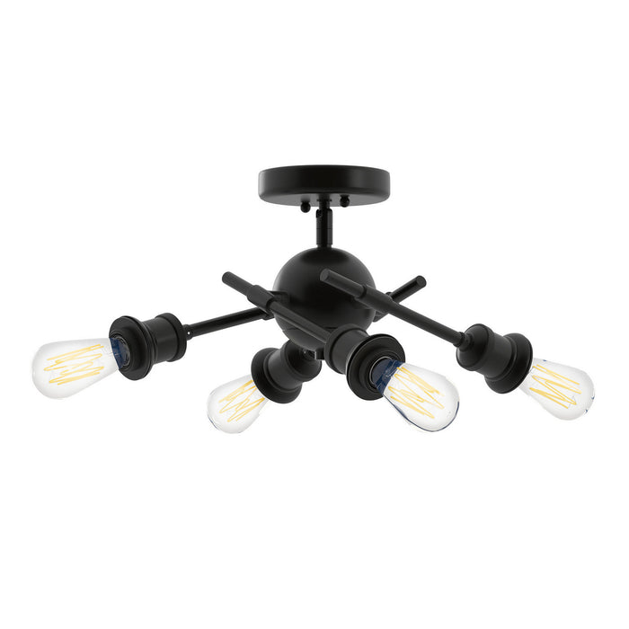 Golden 1945-SF BLK Four Light Semi-Flush Mount, Matte Black