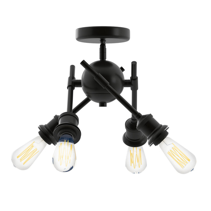 Golden 1945-SF BLK Four Light Semi-Flush Mount, Matte Black
