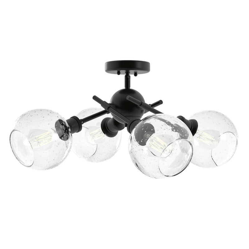 Golden 1945-SF BLK-GLOBE-SD Four Light Semi-Flush Mount, Matte Black
