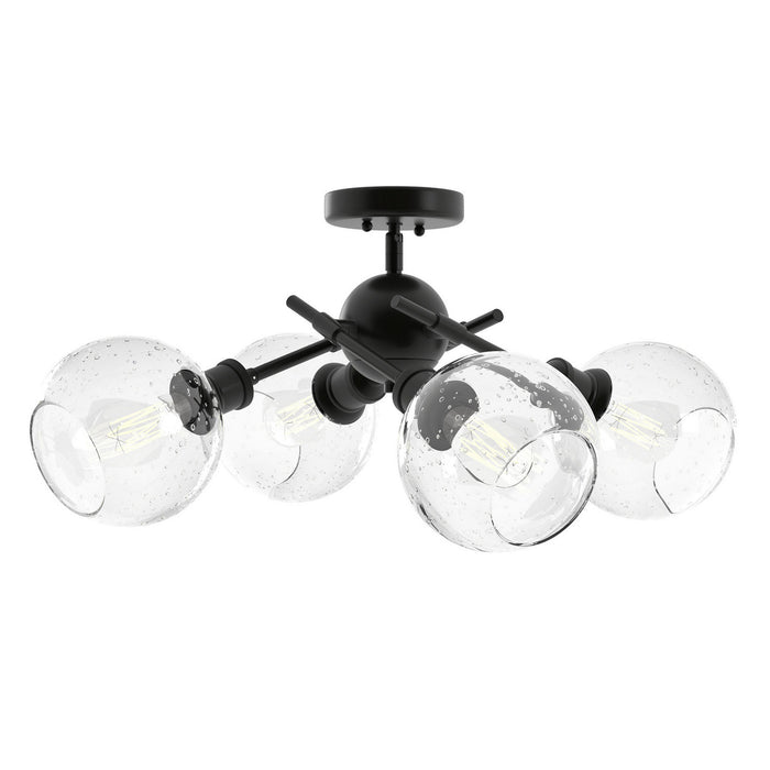 Golden 1945-SF BLK-GLOBE-SD Four Light Semi-Flush Mount, Matte Black