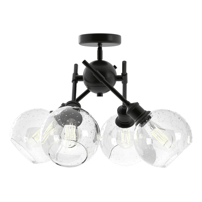 Golden 1945-SF BLK-GLOBE-SD Four Light Semi-Flush Mount, Matte Black