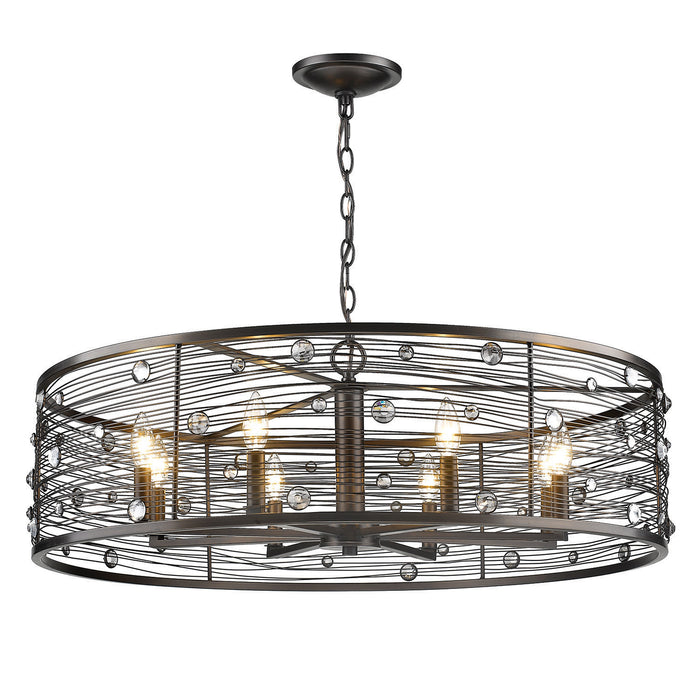 Golden 1998-8SF EBB Eight Light Chandelier, Brushed Etruscan Bronze