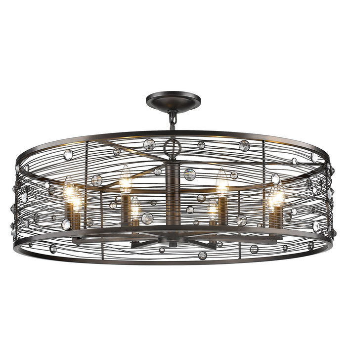 Golden 1998-8SF EBB Eight Light Chandelier, Brushed Etruscan Bronze