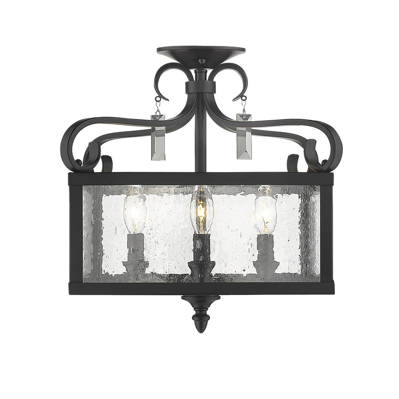Golden 2049-SF BLK Four Light Semi-Flush Mount, Matte Black