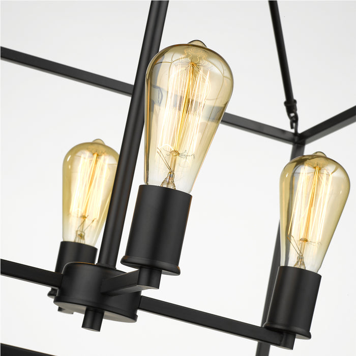 Golden 2072-4 BLK Four Light Chandelier, Matte Black