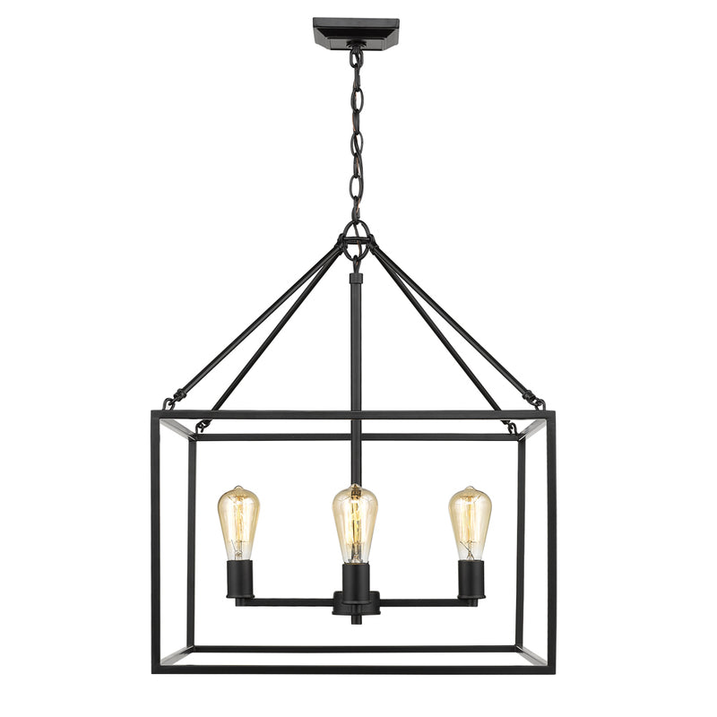 Golden 2072-4 BLK Four Light Chandelier, Matte Black