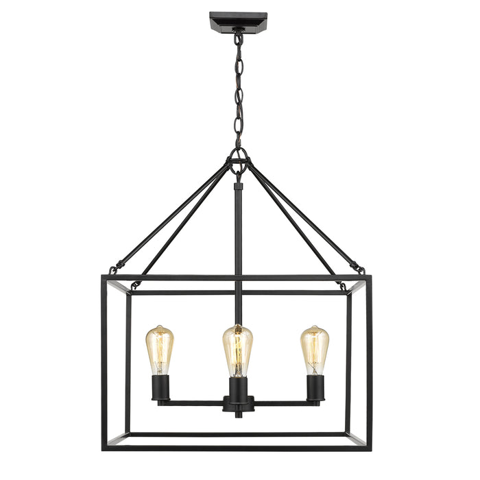 Golden 2072-4 BLK Four Light Chandelier, Matte Black