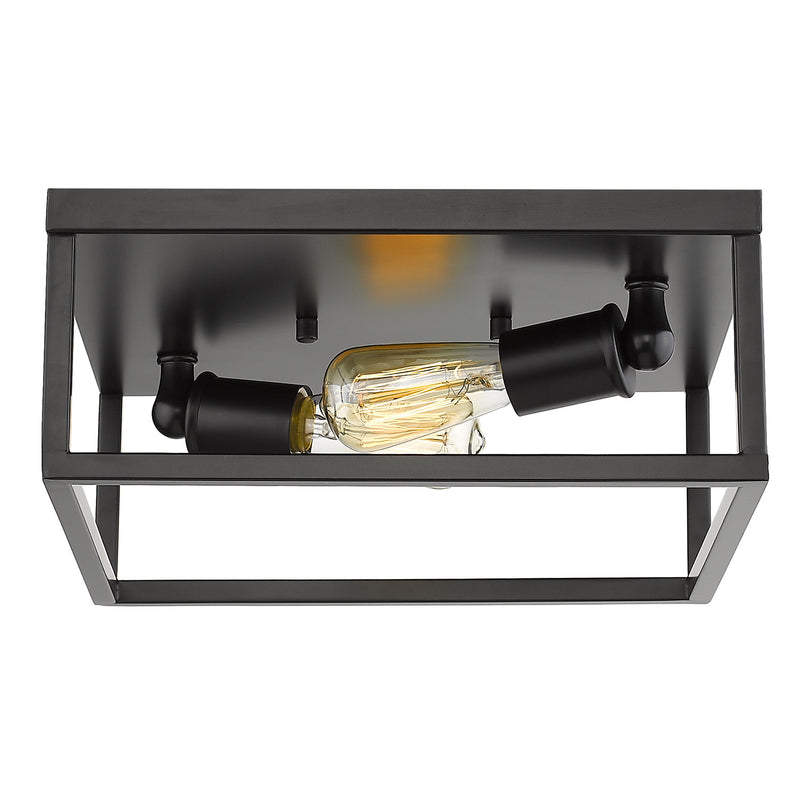 Golden 2072-FM BLK Two Light Flush Mount, Matte Black