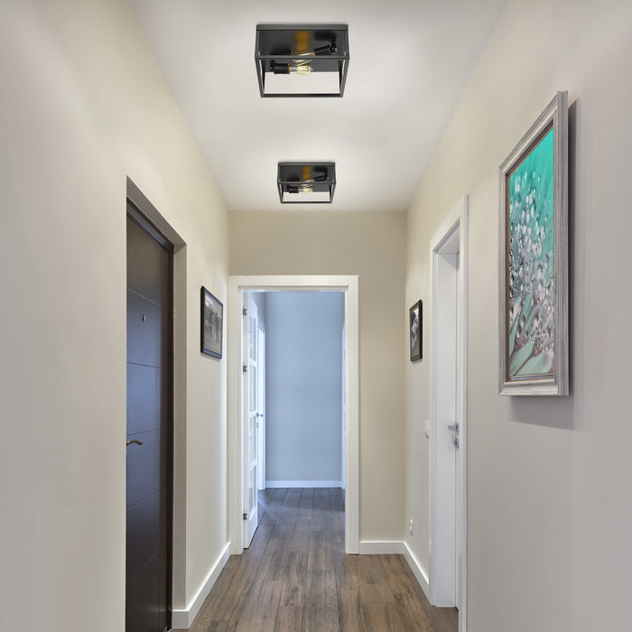Golden 2072-FM BLK Two Light Flush Mount, Matte Black