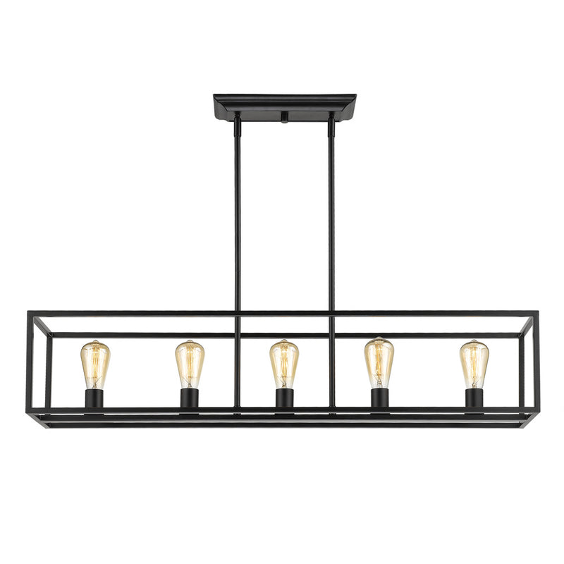 Golden 2072-LP BLK Five Light Linear Pendant, Matte Black