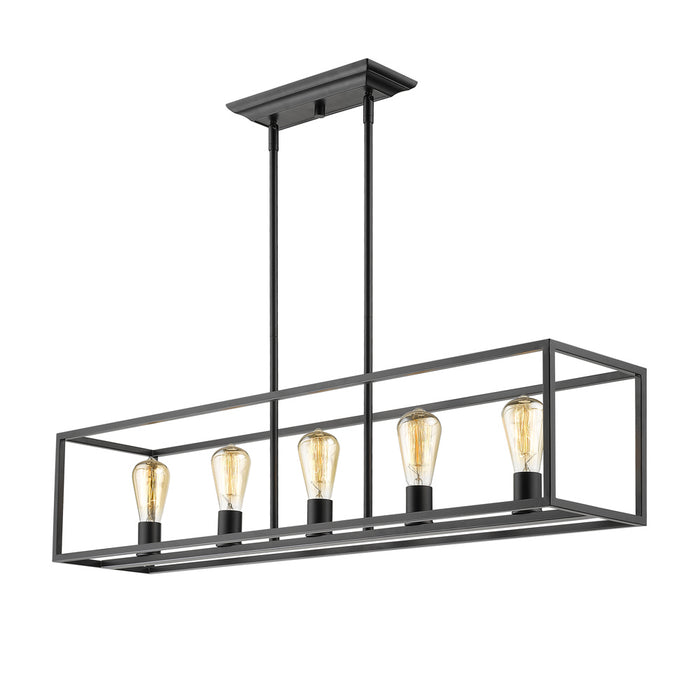Golden 2072-LP BLK Five Light Linear Pendant, Matte Black