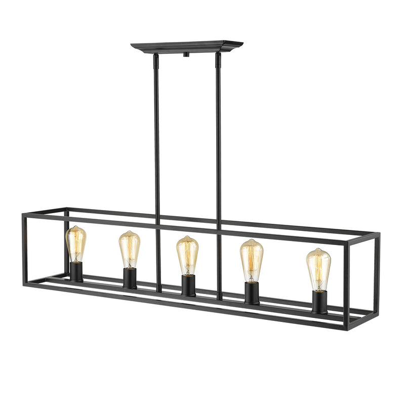 Golden 2072-LP BLK Five Light Linear Pendant, Matte Black
