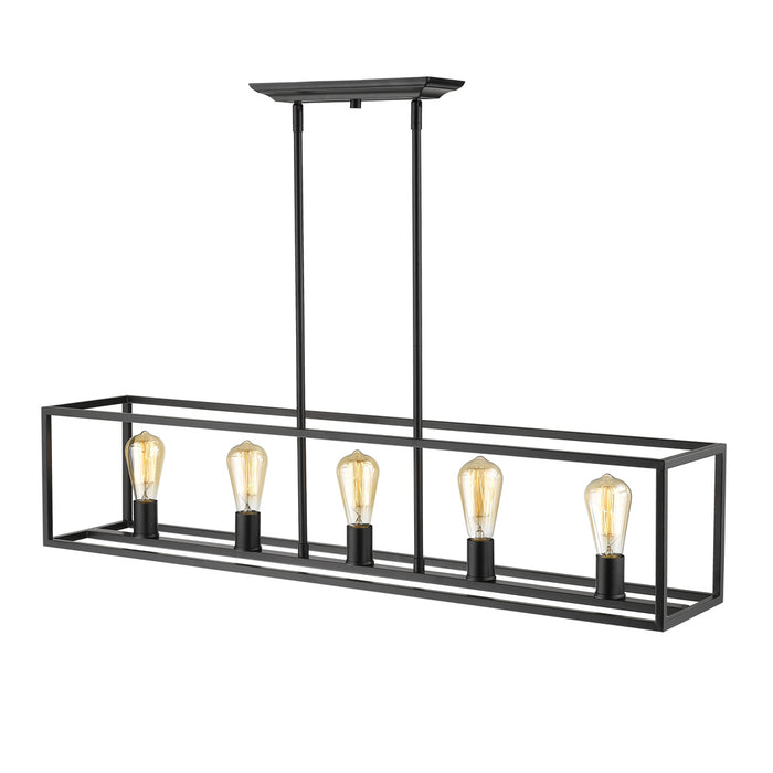 Golden 2072-LP BLK Five Light Linear Pendant, Matte Black