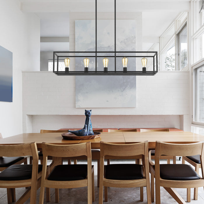 Golden 2072-LP BLK Five Light Linear Pendant, Matte Black