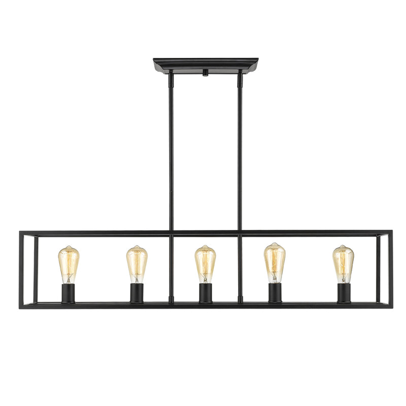 Golden 2072-LP BLK Five Light Linear Pendant, Matte Black