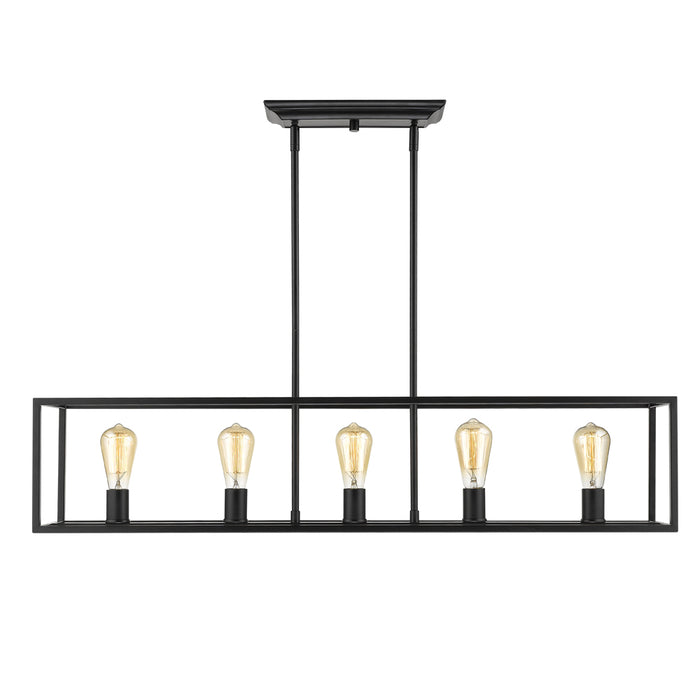 Golden 2072-LP BLK Five Light Linear Pendant, Matte Black