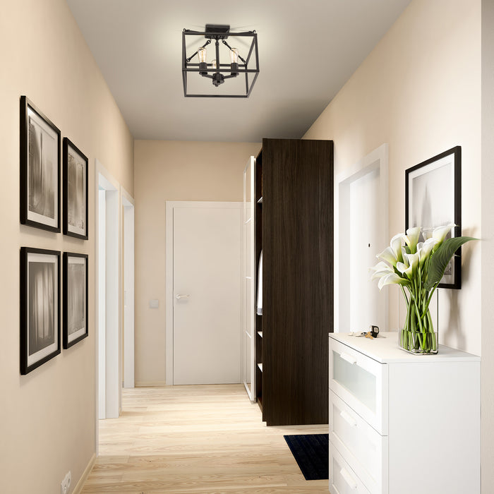 Golden 2072-SF BLK Three Light Semi-Flush Mount, Matte Black