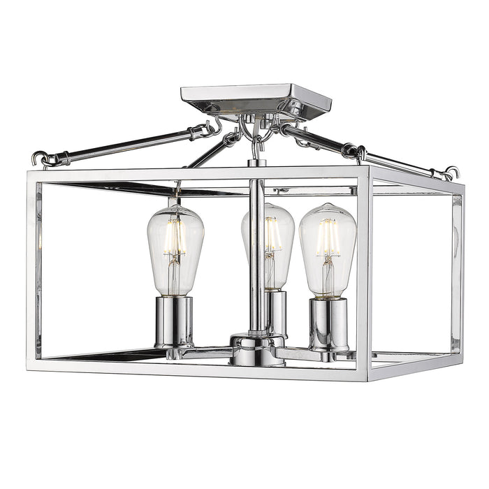 Golden 2072-SF CH Three Light Semi-Flush Mount, Chrome