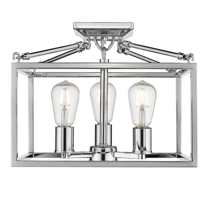 Golden 2072-SF CH Three Light Semi-Flush Mount, Chrome