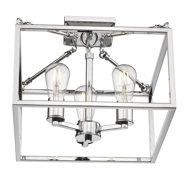 Golden 2072-SF CH Three Light Semi-Flush Mount, Chrome
