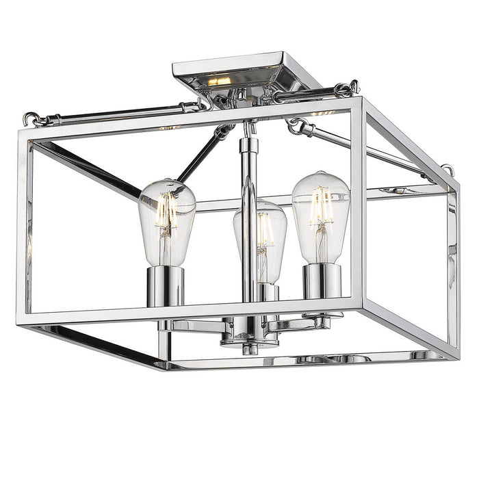 Golden 2072-SF CH Three Light Semi-Flush Mount, Chrome