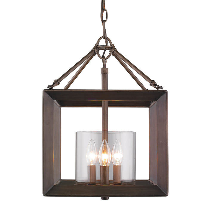 Golden 2073-M3 GMT Three Light Mini Chandelier, Gunmetal Bronze