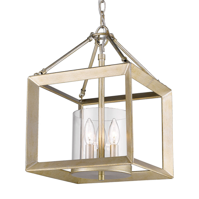 Golden 2073-M3 WG-CLR Three Light Mini Chandelier, White Gold