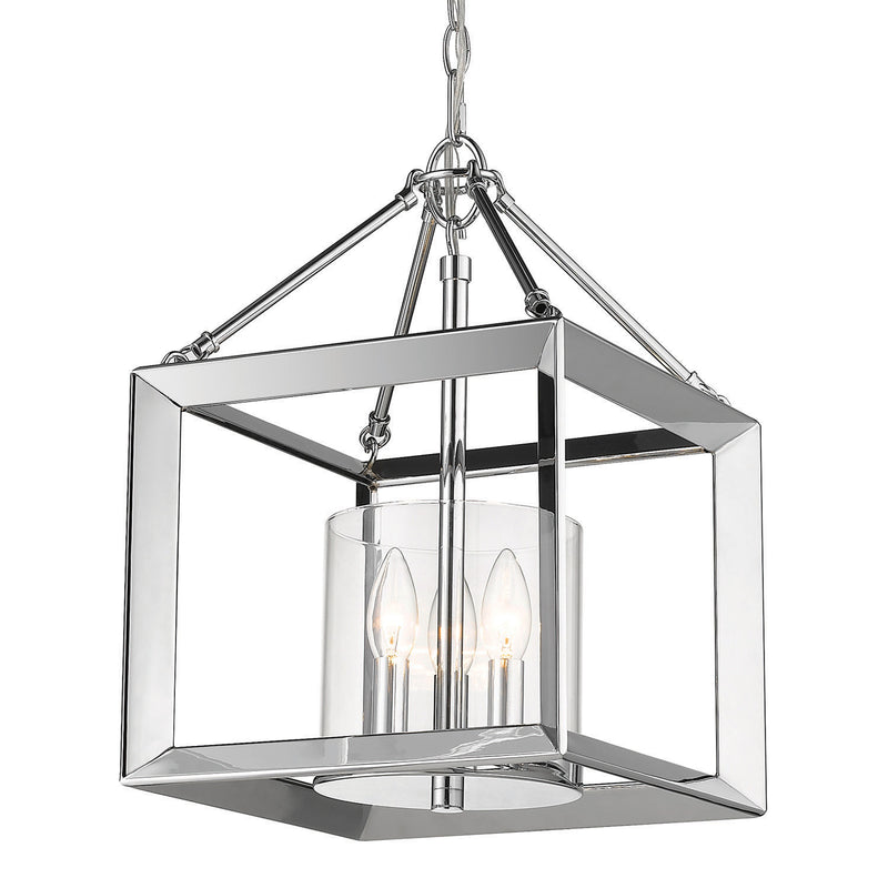 Golden 2074-M3 CH-CLR Three Light Mini Chandelier, Chrome