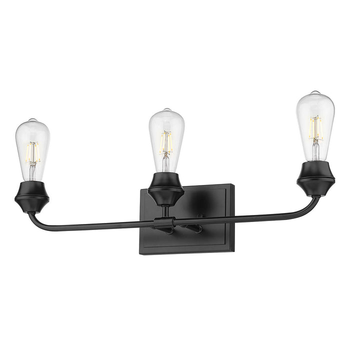Golden 2120-BA3 BLK Three Light Bath Vanity, Matte Black